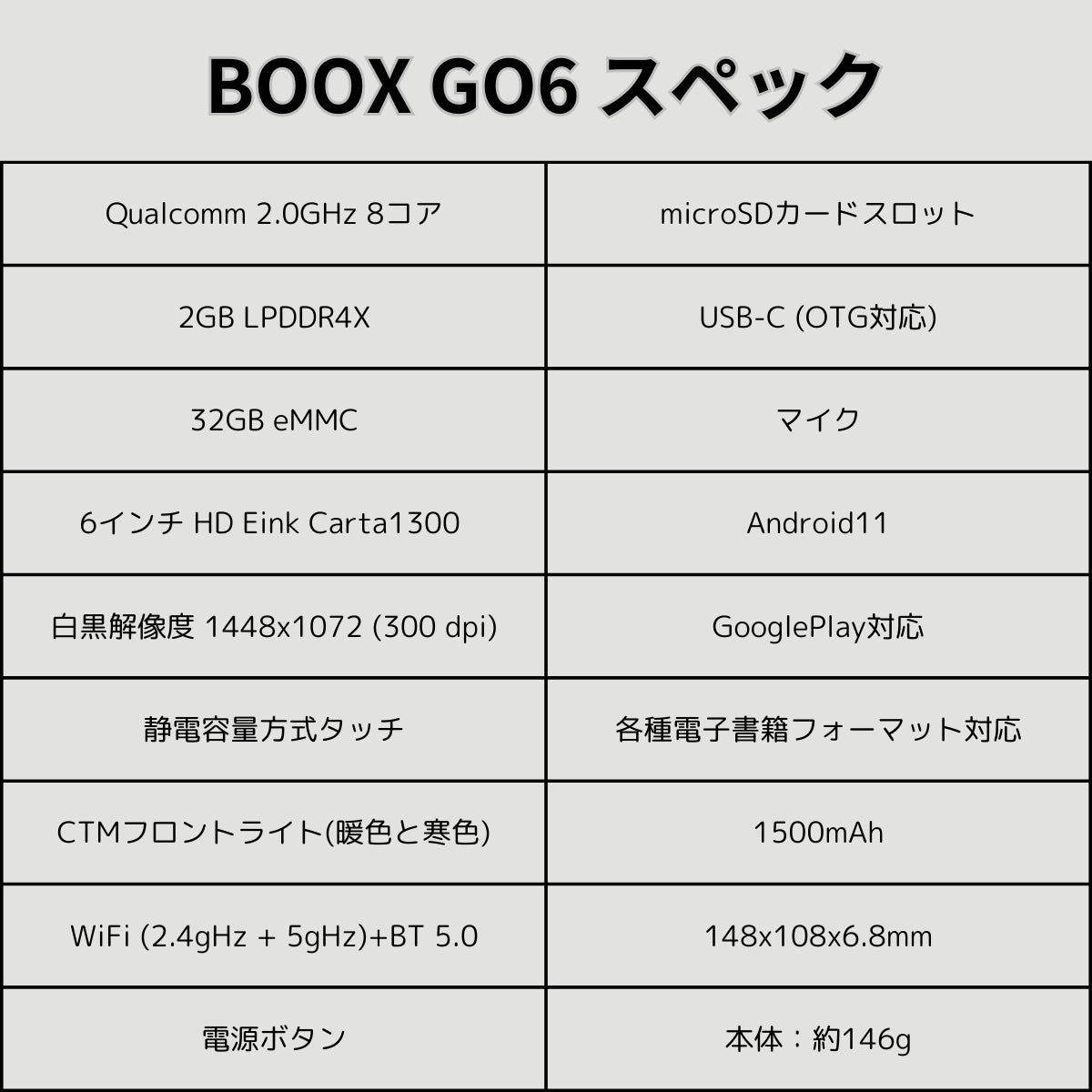 BOOX Go6 ケースセット 電子書籍リーダー 電子ペーパー タブレット - SKTNETSHOP